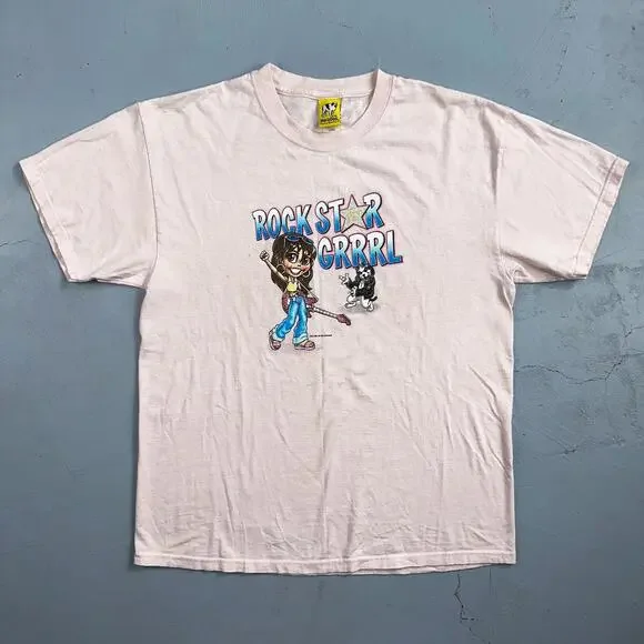 Big Dogs Rock Star GRRRL Girl Y2K VTG T Shirt Bratz Dolls 2000s Pink Cute Punk - Picture 2 of 9